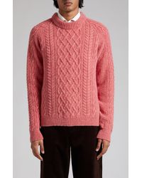 De Bonne Facture - Cable Knit Wool Crewneck Sweater - Lyst