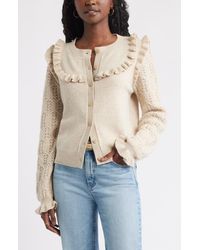 Treasure & Bond - Pointelle Ruffle Wool & Cashmere Cardigan - Lyst