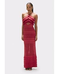 PATBO - Radiant Fringe Halterneck Maxi Dress - Lyst