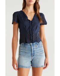 PAIGE - Quinta Cotton Eyelet Button-Up Shirt - Lyst