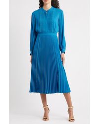 Tahari - The Alania Pleated Long Sleeve Midi Dress - Lyst