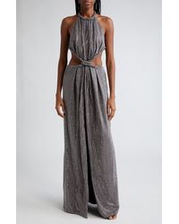 Area - Crystal Embellished Cutout Ponte Jersey Halter Gown - Lyst