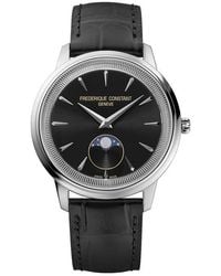 Frederique Constant - Classics Moneta Moonphase Leather Strap Watch, 37Mm - Lyst