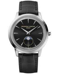Frederique Constant - Classics Moneta Moon Phase Leather Strap Watch, 37Mm - Lyst