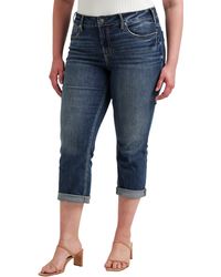 Silver Jeans Co. - Suki Curvy Flag Pocket Mid Rise Capri Jeans - Lyst