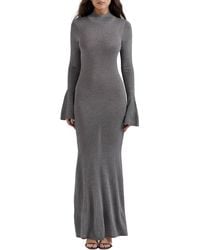 House Of Cb - Sancha Open Back Long Sleeve Semisheer Body-con Maxi Dress - Lyst
