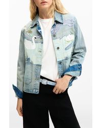 Desigual - Swan Appliqué Denim Trucker Jacket - Lyst