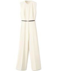 Mango - Open Back Belted Wide Leg Jumpsuit - Lyst