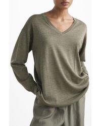 Mango - V-Neck Wool Pajama Sweater - Lyst