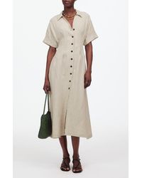 Madewell - Pleated Button Front Linen Midi Shirtdress - Lyst