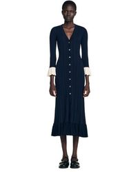 Sandro - Two-Tone Knit Midi Dress - Lyst