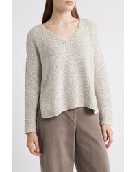 Eileen Fisher - V-Neck Organic Cotton Sweater - Lyst