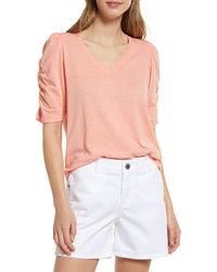 Wit & Wisdom - Heathered Ruched Puff Sleeve T-shirt - Lyst