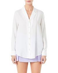 Endless Rose - Notched Lapel Long Sleeve Button-up Shirt - Lyst