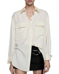 Mango - Oversize Lyocell Blend Button-Up Shirt - Lyst