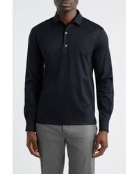 Aurélien - Mercerized Cotton Long Sleeve Polo - Lyst