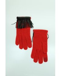 Portolano - Cashmere Tech Gloves With Leather Fringes - Lyst