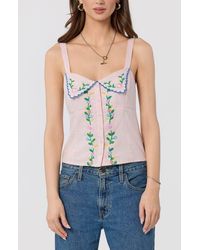 Astr - Shayna Floral Embroidered Button-Up Top - Lyst