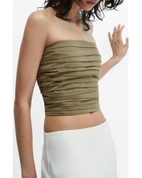 Mango - Angie Ruched Strapless Crop Top - Lyst