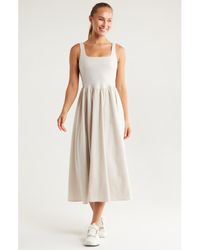 Zella - Effortless Square Neck Midi Dress - Lyst
