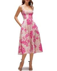 Dessy Collection - Floral Jacquard Sleeveless Fit & Flare Midi Dress - Lyst