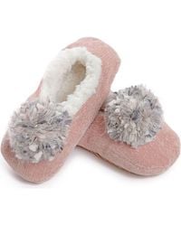 Memoi - Plush Pompom Chenille Slipper Socks - Lyst