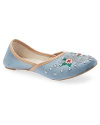 Fuchsia - Serpent Rose Embroidered Velvet Jutti Flat - Lyst