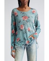 R13 - Oversize Distressed Floral Boyfriend Sweater - Lyst