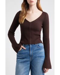 Madewell - V-Neck Wool Rib Sweater Top - Lyst