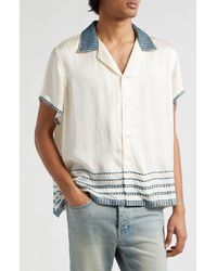 Bode - Sellier Embroidered Silk Camp Shirt - Lyst