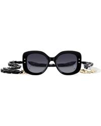 Carolina Herrera - 53Mm Gradient Rectangular Sunglasses With Removable Chain - Lyst