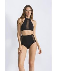 NESSI BYRD - High-Neck Center-Front Mesh Bikini Set - Lyst