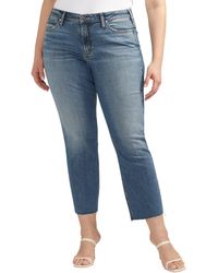 Silver Jeans Co. - Most Wanted Raw Hem Mid Rise Straight Leg Jeans - Lyst