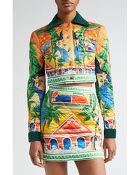 Casablancabrand - Quilted Triomphe D'orange Print Crop Jacket - Lyst