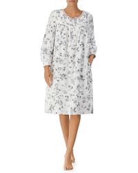 Eileen West - Waltz Floral Print Long Sleeve Cotton Nightgown - Lyst