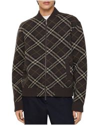 Burberry - Check Wool Cashmere Bomber Jacket - Lyst