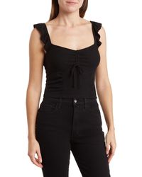 All In Favor - Flutter Sleeve Tie Front Tank In At Nordstrom, Size X-small - Lyst