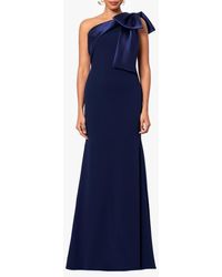 Betsy & Adam - Bow One-Shoulder Crepe Mermaid Gown - Lyst