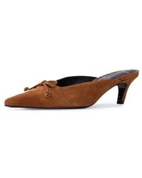 Black Suede Studio - Lolita Wingtip Pointed Toe Kitten Heel Mule - Lyst