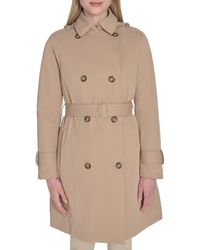 Cole Haan - Water Resistant Twill Hooded Trench Coat - Lyst