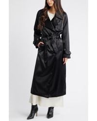 Open Edit - Belted Satin Trench Jacket - Lyst