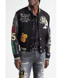 Amiri - Varsity Patch Wool Blend & Leather Jacket - Lyst