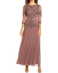 pisarro nights beaded longline gown
