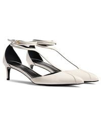 KHAITE - Mia Kitten Heel Pointed Toe T-Strap Pump - Lyst