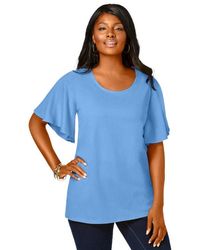 Jessica London - Stretch Knit Flutter Sleeve Tunic - Lyst