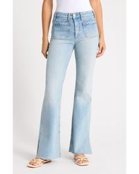 PAIGE - Sofia High Waist Patch Pocket Slit Seam Raw Hem Jeans - Lyst