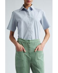 Max Mara - Adunco Short Sleeve Stretch Cotton Shirt - Lyst