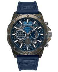 Kenneth Cole - The Hollis Chronograph Silicone & Nylon Strap Watch, 45Mm - Lyst
