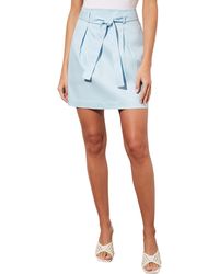 Ming Wang - Belted Pleated A-line Twill Skirt - Lyst