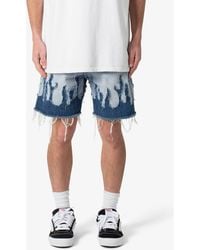 MNML - Flame Rip & Repair Cutoff Denim Shorts - Lyst